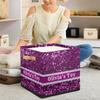 RIRIX Personalized Storage Bins Custom Storage Baskets Basket Boxes with PU Leather Handles for Clothes Bedroom Closet Organizing Toys Books Shelves Storage Boxes-Purple Glitter view 3