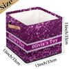 RIRIX Personalized Storage Bins Custom Storage Baskets Basket Boxes with PU Leather Handles for Clothes Bedroom Closet Organizing Toys Books Shelves Storage Boxes-Purple Glitter view 4