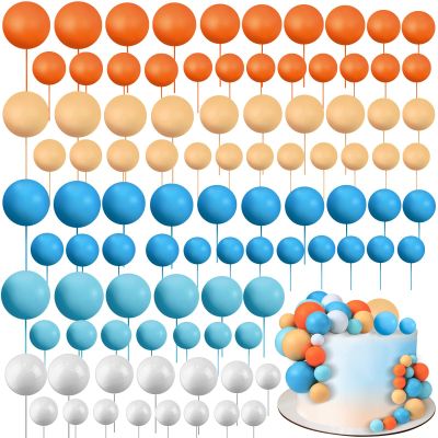 108 Pcs Balls Cake Topper DIY Cupcake Insert Foam Balloons for Cake Baking Wedding Anniversary Birthday Decoration(Fresh Colors,Multi Sizes)