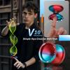 MAGICYOYO V10 Professional Finger Spin Yoyo, Dual Purpose Responsive & Unresponsive Metal Yo Yo for Tricks, Long Spin, Durable Aluminum Alloy Yo-yo with Case, Glove & 12 Yoyo Strings (Blue Red) view 3