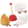 ELAINREN 4PCS Washroom Pretend Play Set-Stuffed Toilet Plunger-Toilet Bowl Models - Plush Toilet Paper and Plushie Poop view 1