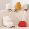 ELAINREN 4PCS Washroom Pretend Play Set-Stuffed Toilet Plunger-Toilet Bowl Models - Plush Toilet Paper and Plushie Poop view 2
