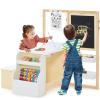 INFANS 3 in 1 Kids Art Table and Chair Set, Toddler Craft and Play Wood Activity Desk with Double-Sided Easel Blackboard Whiteboard, Paper Roll for Writing, Children Furniture for Daycare Nursery view 1