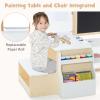 INFANS 3 in 1 Kids Art Table and Chair Set, Toddler Craft and Play Wood Activity Desk with Double-Sided Easel Blackboard Whiteboard, Paper Roll for Writing, Children Furniture for Daycare Nursery view 2