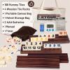 2-4 Player Rummy Cube Game Set, with 4 Wooden Racks/Trays, 106 Large Tiles Rummy Cube Game Set with Canvas Bag, Rummy Tiles Travel Set with 4 Tiles Holders for Classic and Funny Party Games,for Adults view 2