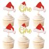 24Pcs Christmas One Cupcake Toppers Christmas Hat Cupcake Picks view 1