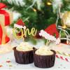 24Pcs Christmas One Cupcake Toppers Christmas Hat Cupcake Picks view 3