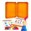 14 Pc Magnetic Tangram Puzzle Set - 360 Different Pattern Block Combinations | Mini Tangram Bundle Learning Play Set for Kids with Beach Kids Bookmark view 2