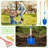 Motionchic 16 Pcs Kids Gardening Tools, Long Shovel, Rake for Leaves, Spade, Hoe, Steel Heads and Real Wood Handle, Yard Tools for Children Toddlers Gifts view 4