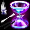 Simgoing Chinese Yoyo LED Diabolo Set Includes Colorful Diabolo Toy Light up Professional Yoyo with 2 Pieces Sticks, 1 Piece String, 1 Net Bag for Fun(Purple) view 1