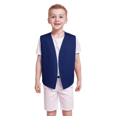 TopTie No-Button Child Vest Kid Volunteer Victorian Waistcoat Peasant Party Costume Vests-Navy-S
