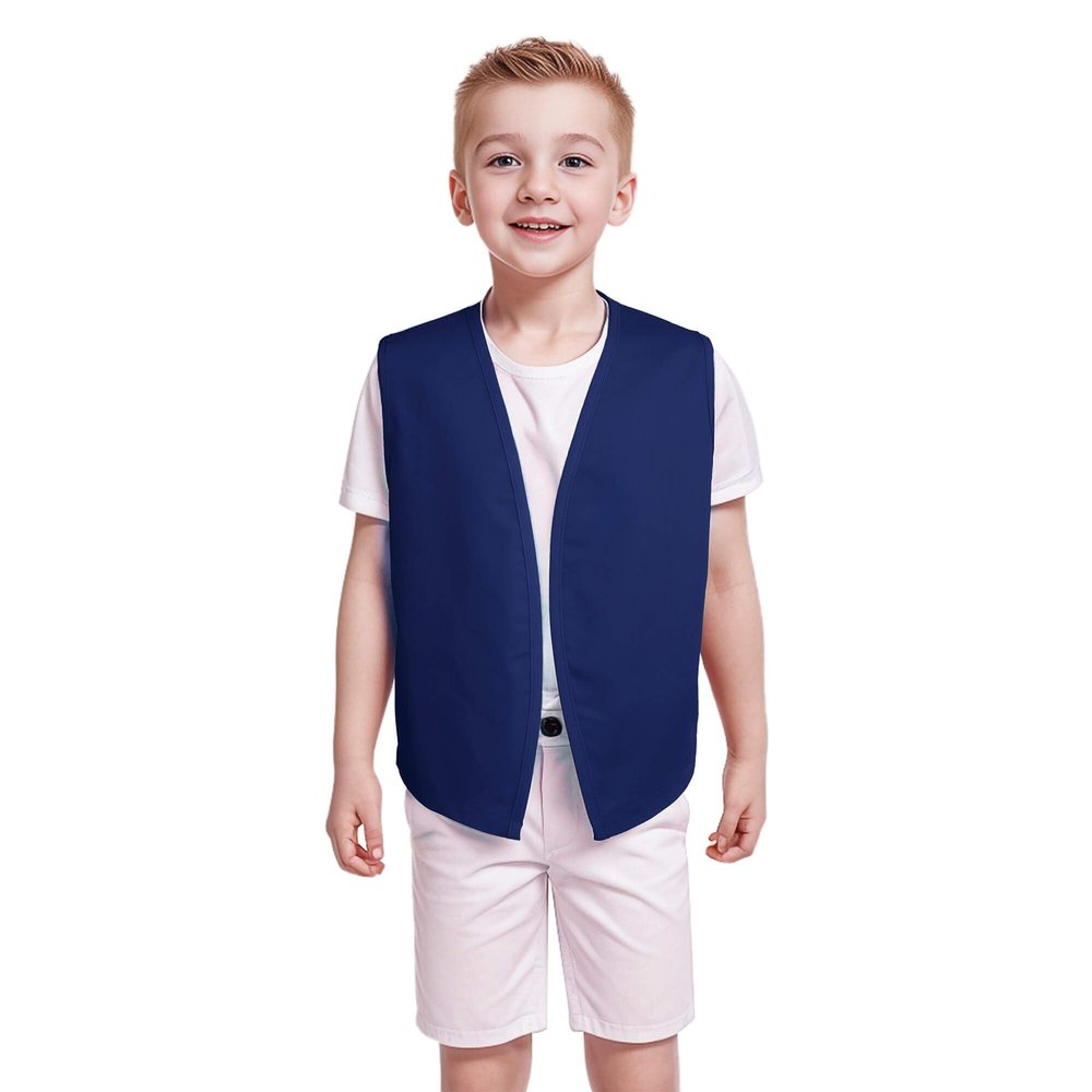 TopTie No-Button Child Vest Kid Volunteer Victorian Waistcoat Peasant Party Costume Vests-Navy-S