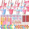 Valentines Day Gifts for Kids Classroom - Valentine Party Favor Exchange for School - 24 Pack Valentines Class Stationery Gift with Cards Pencils Erasers Rulers Sharpener Stickers Cups and Heart Clips view 1