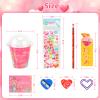 Valentines Day Gifts for Kids Classroom - Valentine Party Favor Exchange for School - 24 Pack Valentines Class Stationery Gift with Cards Pencils Erasers Rulers Sharpener Stickers Cups and Heart Clips view 3