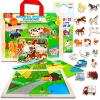 Farm Animals Life Magnetic Play Board for Kids - Bundle with Montessori Magnetic Playset Including Cows, Goats, Pigs, Horses and Vehicles | Wooden Magnetic Toy for Boys and Girls view 1