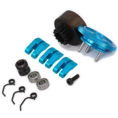 Chanmoo 1/8 RC Car 14T Clutch Bell Flywheel Assembly Kit Shoes Bearings Gear Engine Nut Springs Cone for 1:8 RC Buggy Truck Car KYOSHO HPI HSP Axial Himoto 21-28cxp Nitro Engine Parts (Blue)