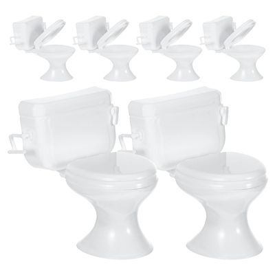 Zerodeko 6 Pcs Mini Toilet Seat Toy, Mini Toilet Doll House, Dollhouse Toilet 1 12 Scale, Celebrating Party Birthday Cake Decoration Furniture Dollhouse Accessories