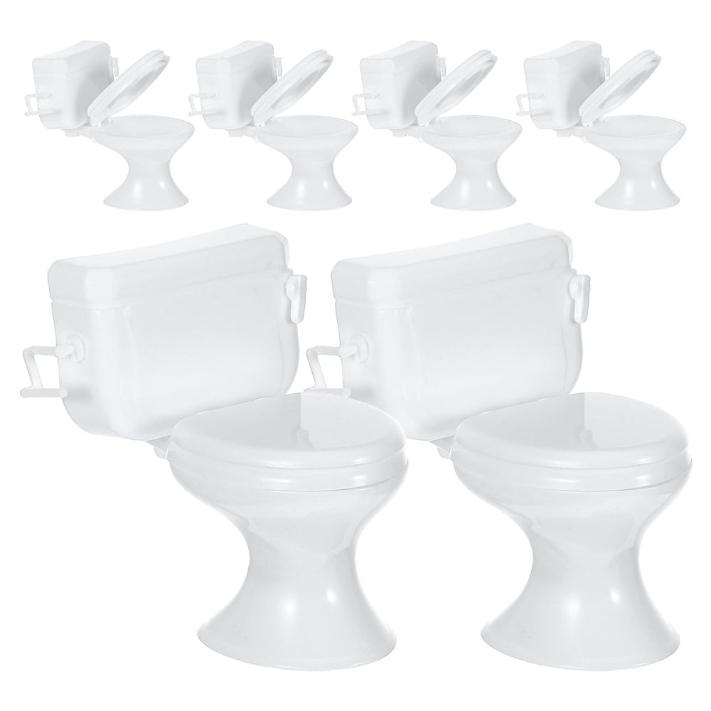 Zerodeko 6 Pcs Mini Toilet Seat Toy, Mini Toilet Doll House, Dollhouse Toilet 1 12 Scale, Celebrating Party Birthday Cake Decoration Furniture Dollhouse Accessories