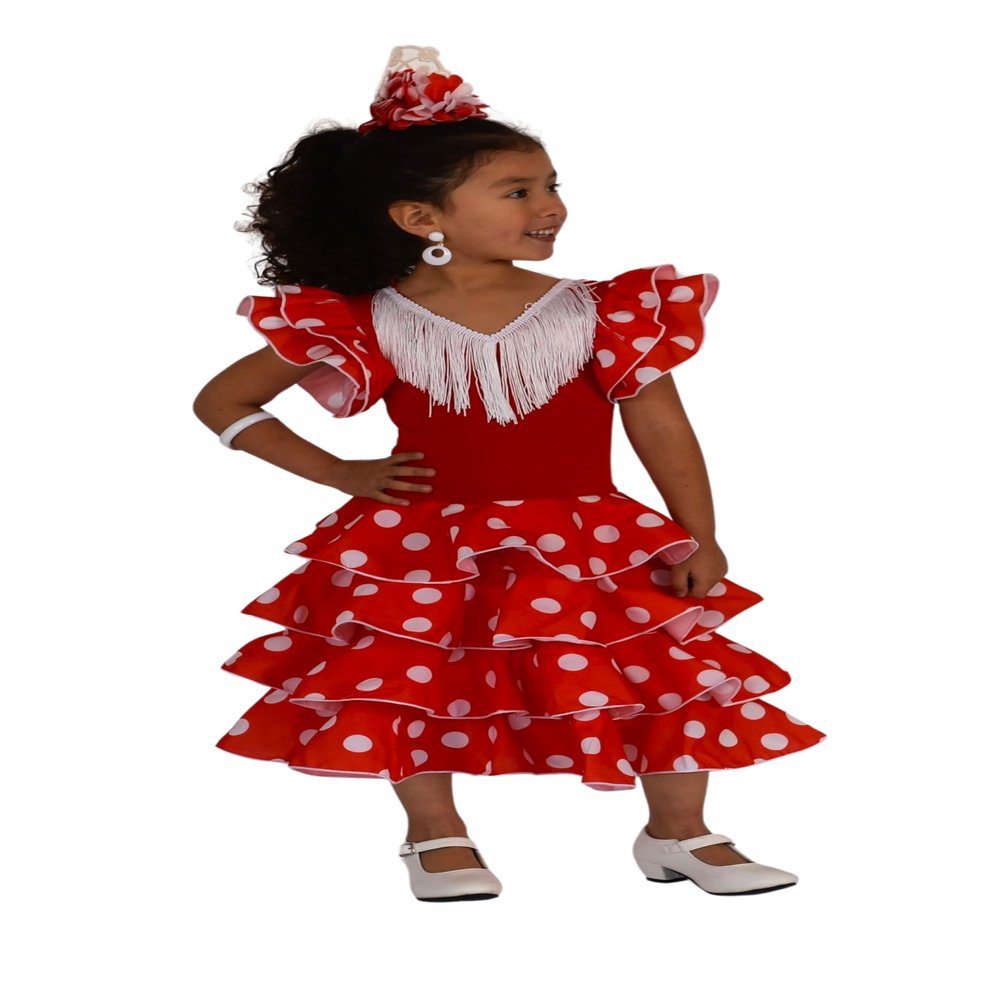 AMINA JAADE Flamenco Dress Child (US, Age, 2 Years, Red Polka dots White)