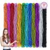144PCS Mardi Gras Beads, 12 Colors Mardi Gras Beads Bulk, 33'' 7mm Mardi Gras Beads Necklaces, Metallic Beaded Necklaces for Party Costume Matching, Mardi Gras Parades Throw, Dress-up Events view 1