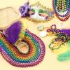 144PCS Mardi Gras Beads, 12 Colors Mardi Gras Beads Bulk, 33'' 7mm Mardi Gras Beads Necklaces, Metallic Beaded Necklaces for Party Costume Matching, Mardi Gras Parades Throw, Dress-up Events view 4