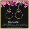 Three Generations Earrings  Best Grandma Gifts  Grandmother, Father, Grandchild Gifts for Mothers Day Jewelry Birthday  Hammered Rings Earrings 14k Gold view 1