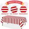 12 Pcs Carnival Tablecloths, Red and White Stripe Tablecloths, Red Plastic Table Cover, Circus Theme Party Decorations for Carnival, Movie Night, Kid's Birthday, Christmas (12, Red, 51'' x 86'') view 3