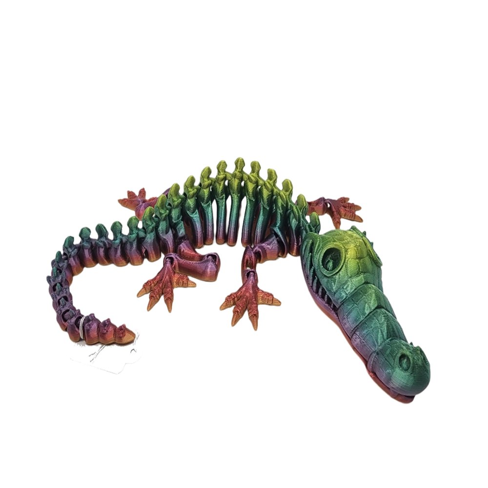 3D By Billy B The Articulating Rainbow Skeleton Crocodile Sculpture/Fidget Toy