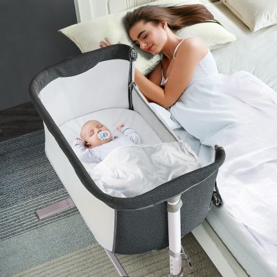 RONBEI Baby Bassinet Bedside Sleeper, Easy to Assemble Bassinets for Baby/Infants, Height Adjustable Bedside Bassinet for Newborn Baby