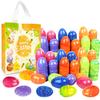 144Pcs 2.36'' Tall Iridescent Marble-like Plastic Easter Eggs for Kids Egg Hunt Basket Bag Empty Stuffers Fillers with 2pcs Cute Non Woven Bags, Toys Filling Treats & Easter Theme Party Supplies Favor view 1