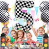 Checkered Number 5 Balloon 40 Inch, Large Foil Black and White Number Balloons, Big Mylar Number 5 Balloons for Two Fast Race Car 5 Year Old Birthday Party Decorations Supplies view 4