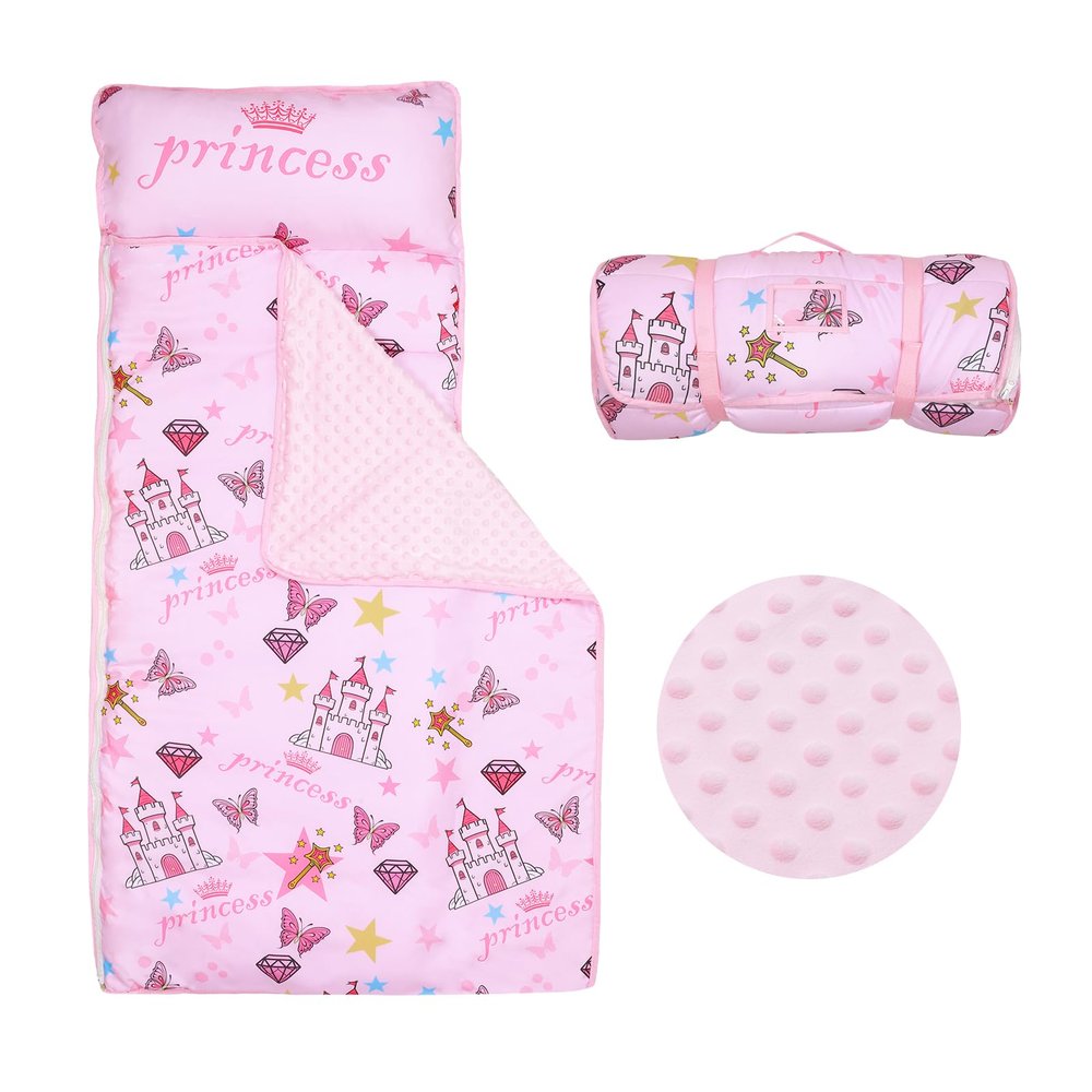 Kids Sleeping Bag Nap Mat with Removable Pillow and Blanket,Extra Thick Large 2 in 1 Slumber Bags for Boys Girls,Toddler Nap Mat for Preschool Daycare Travel Camping
