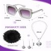 Jexine 70s Women Disco Outfit Costume Disco Party Top Pants Sunglasses Ball Necklace Earring Wig for Halloween New Year Eve(White,X-Large) view 3