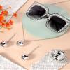 Jexine 70s Women Disco Outfit Costume Disco Party Top Pants Sunglasses Ball Necklace Earring Wig for Halloween New Year Eve(White,X-Large) view 4