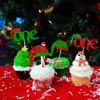24Pcs Christmas Elf One Cupcake Toppers Glitter Elf Hat Baby Shower First Birthday Cupcake Picks for Christmas Elf Theme Baby Shower Kids 1st Birthday Party Cake Decorations Supplies view 4