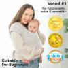 KeaBabies Baby Wrap Carrier - All in 1 Original Baby Carrier Newborn to Toddler Sling, Easy to Wear, Hands Free Bonding, Lightweight, Breathable Infant Wraps (Rhino Gray) view 3