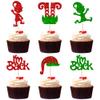 24Pcs Christmas Elf Cupcake Toppers Glitter I'm Back Santa Hat Cupcake Picks Xmas Elf Legs Cake Decorations for Merry Christmas New Year Holiday Baby Shower Birthday Party Supplies view 1