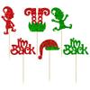 24Pcs Christmas Elf Cupcake Toppers Glitter I'm Back Santa Hat Cupcake Picks Xmas Elf Legs Cake Decorations for Merry Christmas New Year Holiday Baby Shower Birthday Party Supplies view 3
