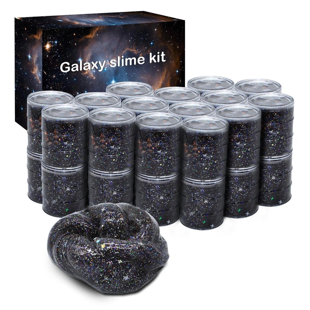24 Pack Galaxy Star Slime,Party Favor for Kids Girls & Boys,Non Sticky, Stress & Anxiety Relief, Wet, Super Soft Sludge Toy,Birthday Gifts for Kids Girl and Boys, Easter Egg Filling Stuffers