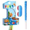 Aoriher Gone Fishing Piata Ofishally One Birthday Game Set Summer Fishman Piata Little Fisherman 1st Decoration with Bat Stick for Girl Boy Birthday Gone Fishing Theme Party Supplies Game Decoration view 1