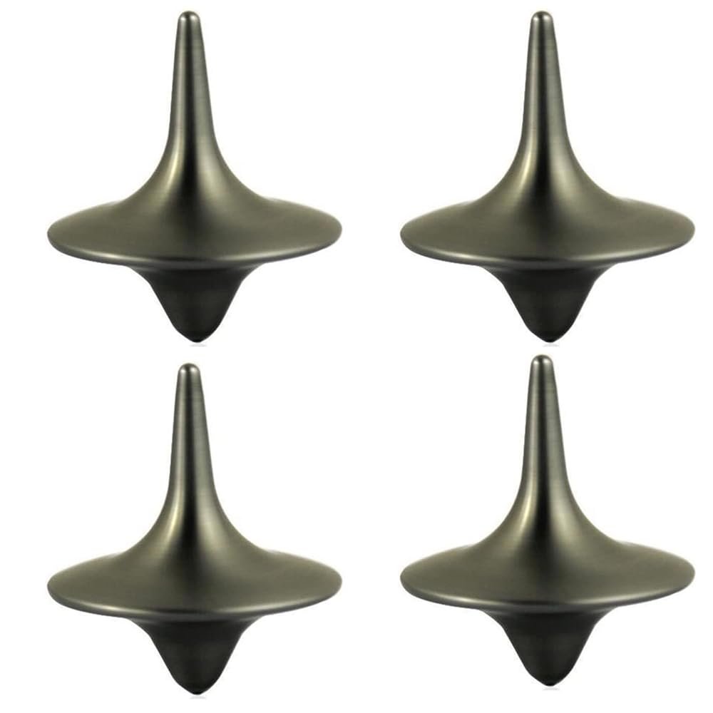 4 Pcs Accurate Spinning Top,Portable Precision Metal Premium Exquisite Perfect Balance Desktop Gyro Toys Vintage Totem Zinc Alloy Toy Spinning Top Desk EDC Little Fidget Toy Spinning Tops