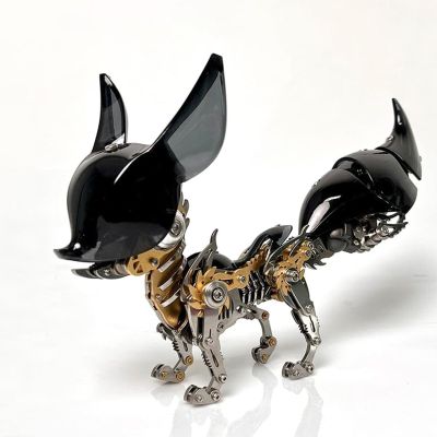 Metalkitor 3D Metal Puzzles for Adults, Adjustable Big Fox Model Kit - Steampunk DIY Ornament - Assembly Crafts Brain Teaser - Perfect Room Decor and Gift Choice(Black)