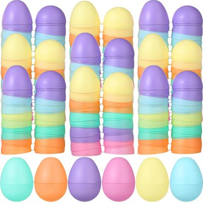 Syhood Fillable Empty Easter Eggs Colorful Bulk Pastel Plastic Easter Eggs 2.25" for Hunt Basket Stuffers Party Decorations(120 Pcs,Cute Style)