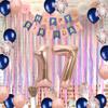 17th Birthday Party Decorations Navy Blue Rose Gold for Girls Boys, Birthday Banner Number 17 Foil Balloons Latex Confetti Balloon for Her Him Daughter Son 17 Years Old Birthday Supplies(17th) view 3