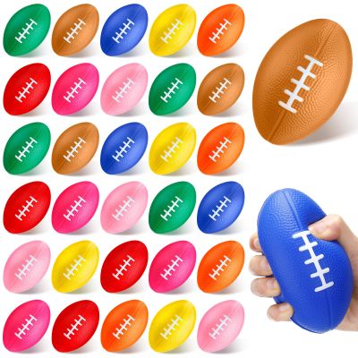 32 Pieces 32 Pcs Mini Football Bulk 4.7 Inch Party Foam Football Favor Sports Small Stress Ball Foam Ball for Back to School Homecoming Game Team Birthday Party Bag Gift Filler