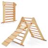 OLAKIDS Pikler Triangle Set 3 in 1 Climbing Toys for Toddlers Foldable Wood Montessori Baby Jungle Gym with Ramp Ladder Slide Kids Indoor Playground Activity Play Structure view 1