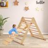 OLAKIDS Pikler Triangle Set 3 in 1 Climbing Toys for Toddlers Foldable Wood Montessori Baby Jungle Gym with Ramp Ladder Slide Kids Indoor Playground Activity Play Structure view 2