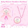 Remuuly 60 Pcs Baby Shower Pacifiers Necklace Cute Elephant Acrylic Pacifier Party Favor Pacifiers Charm Necklace for Girls Boys Baby Shower Party Table Scatter(Girl Pattern) view 2