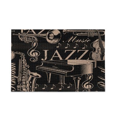 1000 Pieces Puzzle for Adult Children - Jigsaw Puzzles Musical Pattern of Jazz Theme with Different Instruments Notes and Words Educational Intellectual Decompressing Fun Game Toy Gifts
