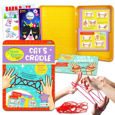 Cat's Cradle Game Kit for Kids - Bundle with String, Instruction Book in Travel Tin Plus Bookmark, and More